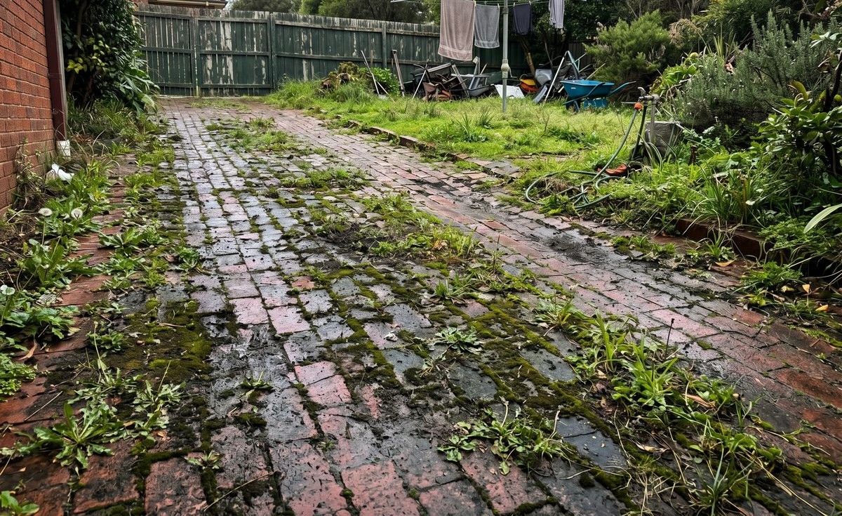 Before — dirty driveway