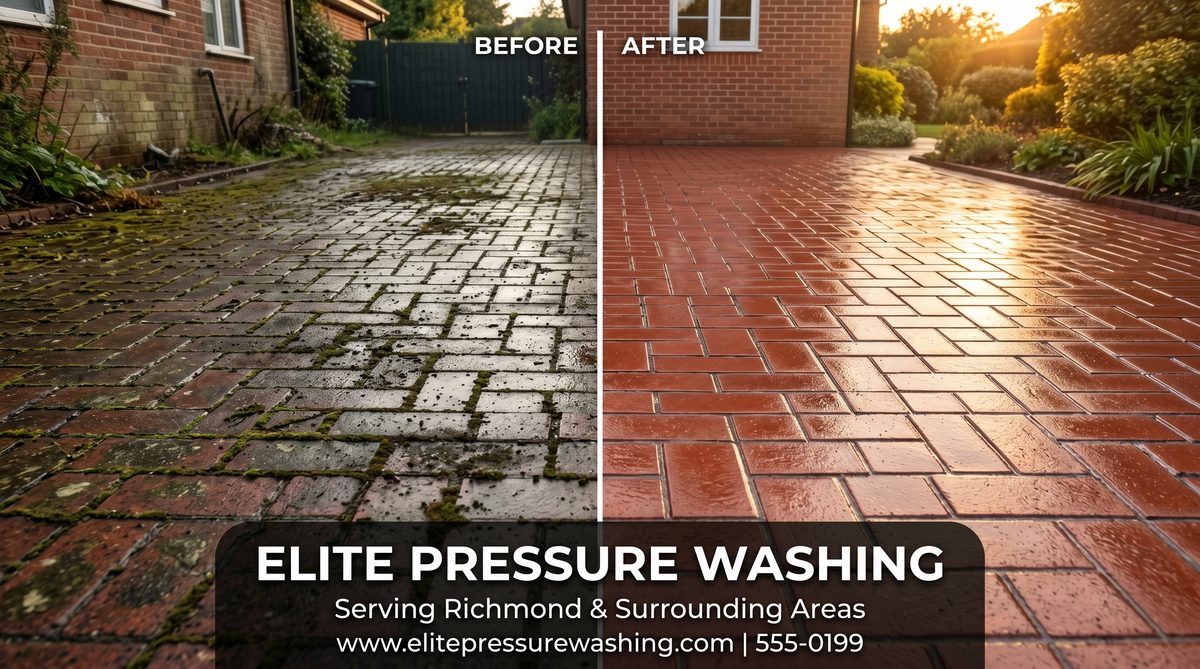 Facebook post with before and after driveway