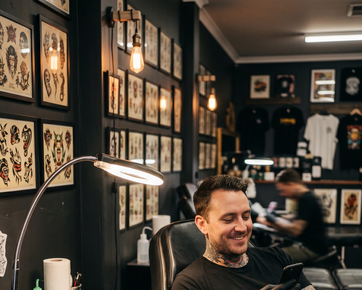Tattoo artist sending before and after photos